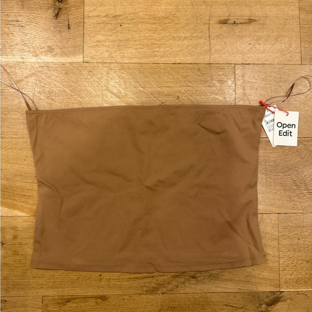 Open Edit Brown Strapless Tube Top